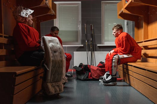 Hockey team strategy meeting